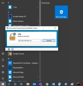 An image of the CISCO AnyConnect window.